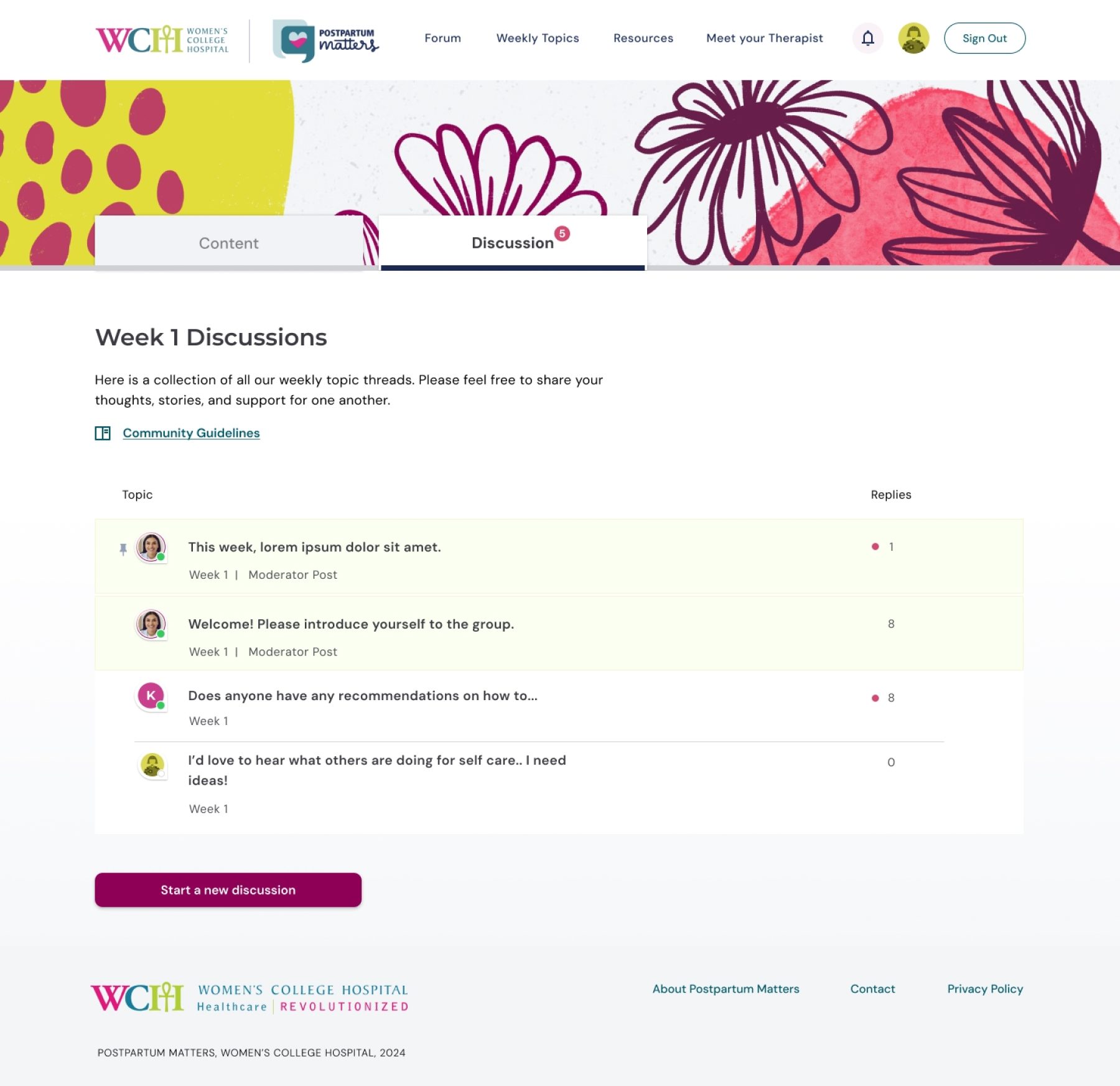 Topic Post Weekly Discussion List Desktop